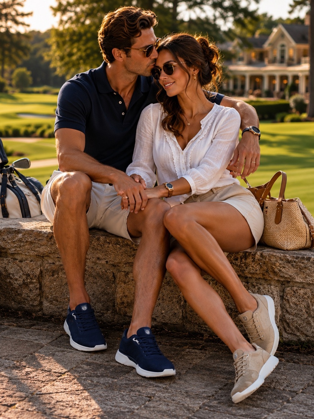Peter Millar Navy and White Athletic Shoes